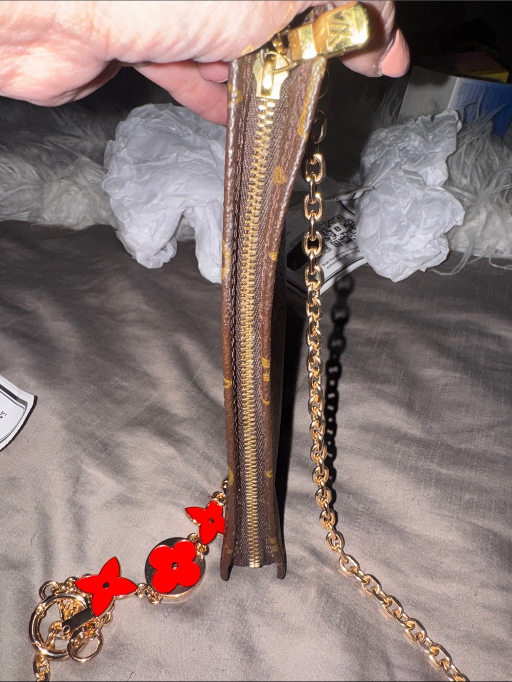 Louis Vuitton Monogram Pochette Wallet w/ Chain Crossbody | Vintage LV Clutch - Picture 5 of 11